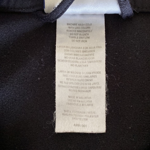 Adidas Track Jacket. Unisex. Black with blue collar, white 3 stripes. Size Large - Picture 4 of 5